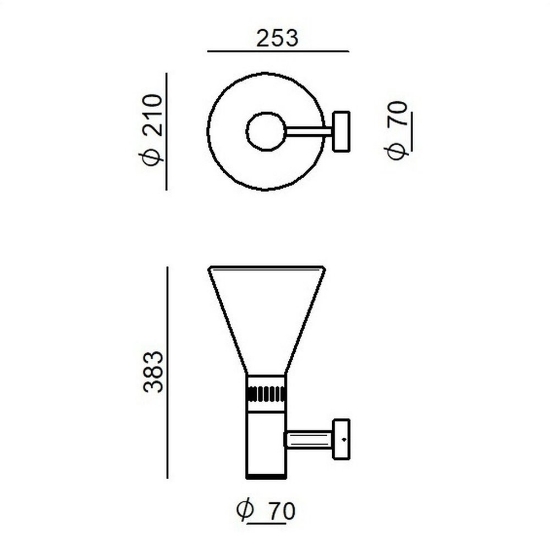 Applique nichel vetro bianco stilnovo cono
