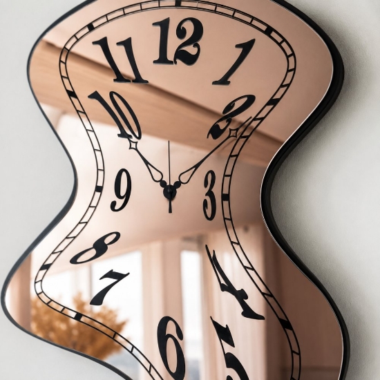 Orologio moderno a parete design ondulato effetto specchio rame