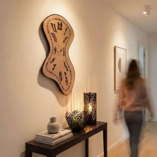 Orologio moderno a parete design ondulato rosa