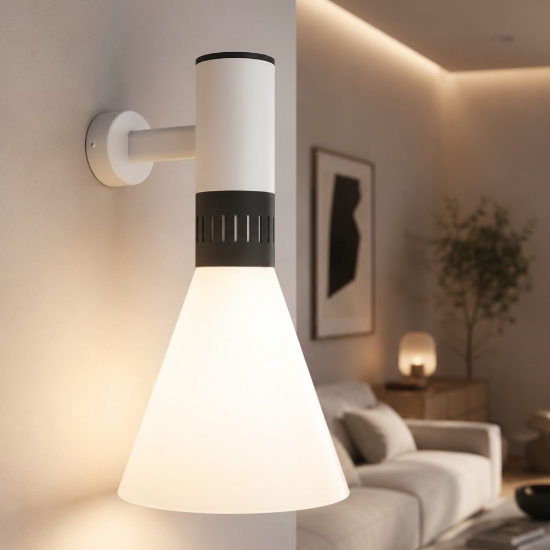 Cono stilnovo applique moderna bianco dimmerabile led 14w 2700k