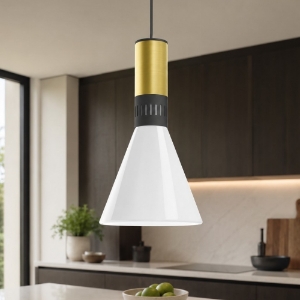 Lampada a sospensione design oro cono stilnovo per isola o penisola