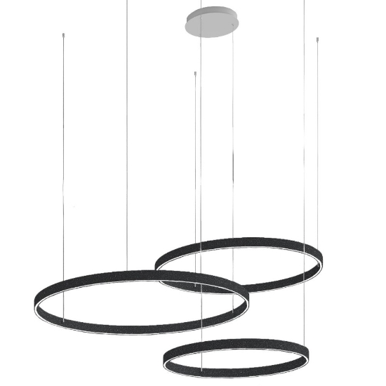 Lampadario a sospensione moderno anelli 40-60-80 cm nero led 200w cct 3000k 4000k