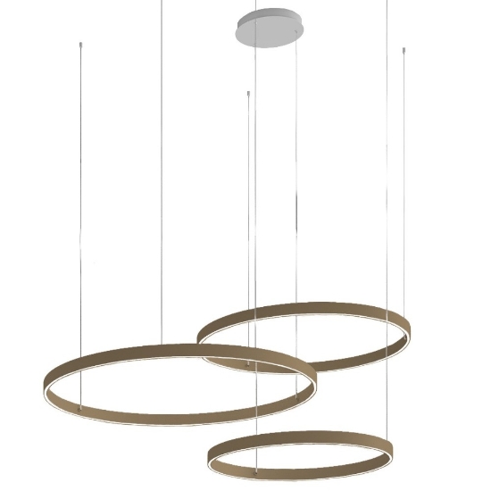 Lampadario a sospensione moderno tortora anelli 60-80-100 cm led 200w cct 3000k 4000k