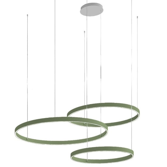 Lampadario a sospensione moderno verde salvia anelli 60-80-100 cm  led 200w cct 3000k 4000k