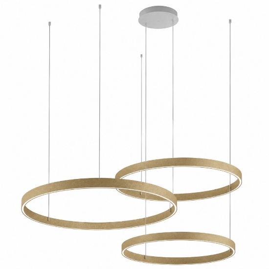 Lampadario 3 anelli 60-80-100 cm moderno oro opaco 3 anelli led 260w cct 3000k 4000k