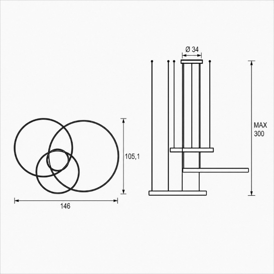 Lampadario 3 anelli 60-80-100 cm moderno oro opaco 3 anelli led 260w cct 3000k 4000k