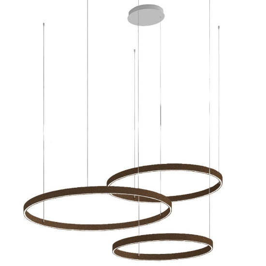 Lampadario 3 anelli sospensioni 60-80-100 cm moderno ruggine led 260w cct 3000k 4000k
