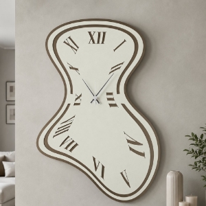 Orologio moderno a parete design ondulato bronzo e avorio