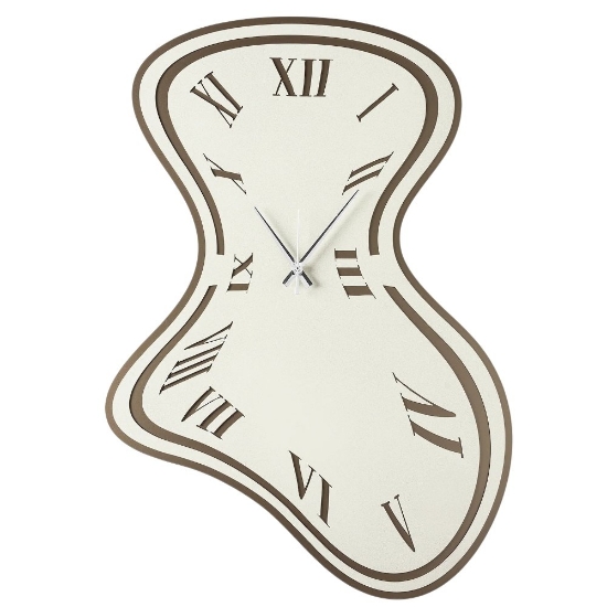 Orologio moderno a parete design ondulato bronzo e avorio