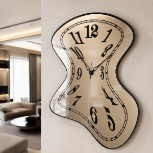 Orologio moderno a parete ondulato effetto specchio bronzato