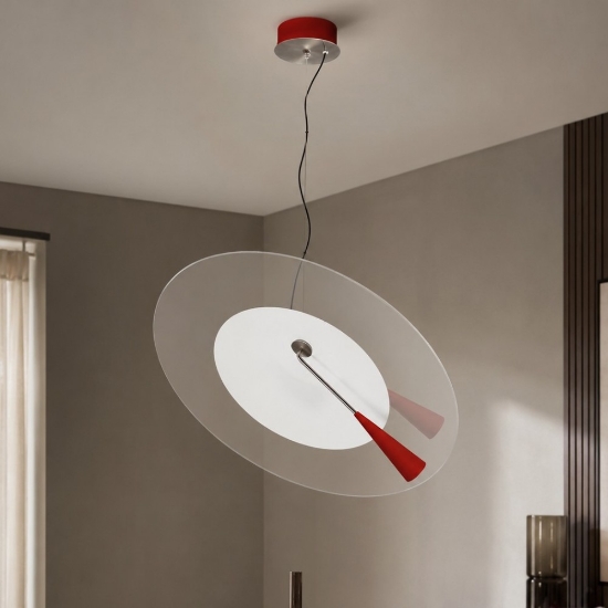 Bascula stilnovo lampada a sospensione design nero vetro led 26w 3000k dimmerabile
