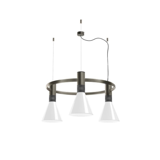 Lampadario a sospensione moderno nichel dimmerabile led 3x14w 2700k per soggiorno