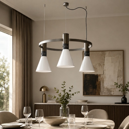 Lampadario a sospensione moderno nichel dimmerabile led 3x14w 2700k per soggiorno