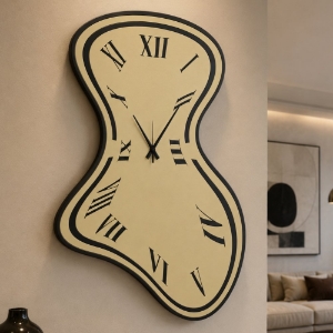 Orologio ondulato a parete moderno nero e miele per cucina