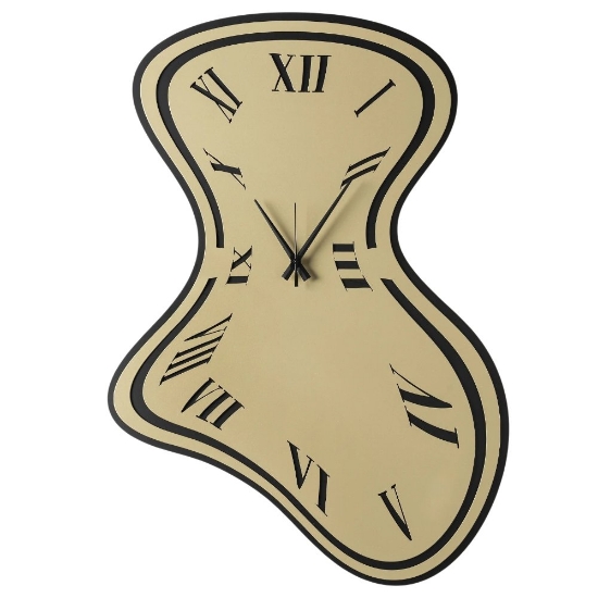 Orologio ondulato a parete moderno nero e miele per cucina