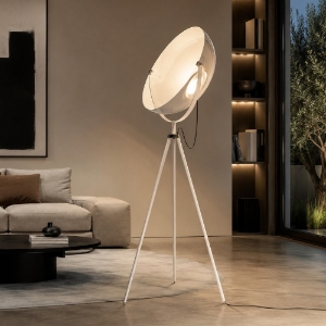 Lampada da terra design bianca led 37w 3000k dimmerabile stilnovo demì moon