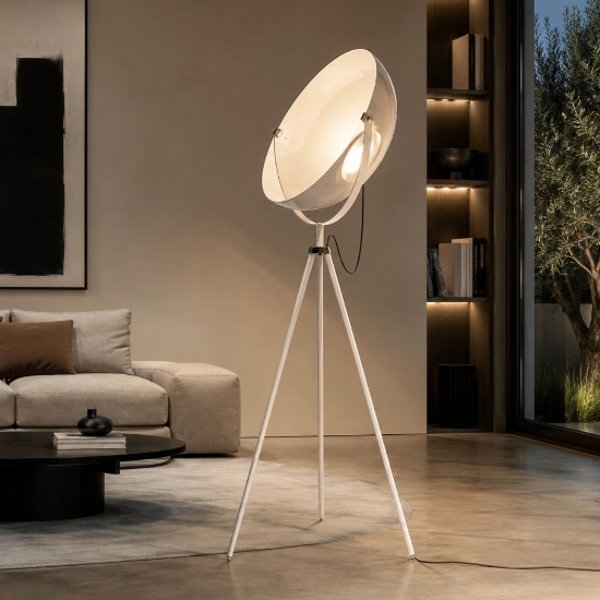 Lampada da terra design bianca led 37w 3000k dimmerabile stilnovo demì moon