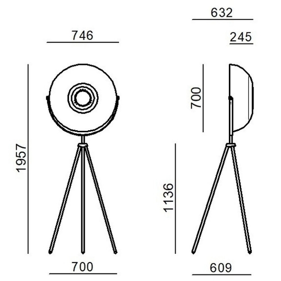 Lampada da terra design bianca led 37w 3000k dimmerabile stilnovo demì moon
