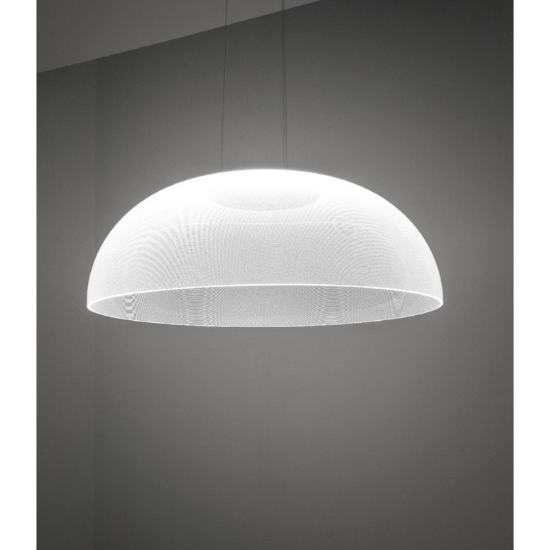 Demi stilnovo lampadario moderno bianco led 18w 3000k dimmerabile per soggiorno