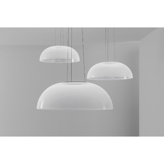 Demi stilnovo lampadario moderno bianco led 18w 3000k dimmerabile per soggiorno