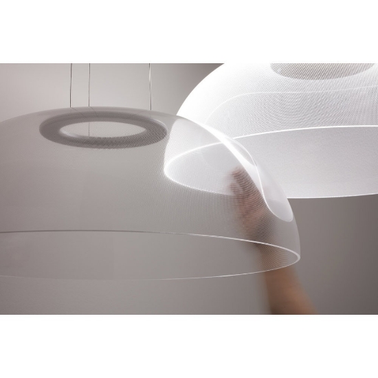 Demi stilnovo lampadario moderno bianco led 18w 3000k dimmerabile per soggiorno