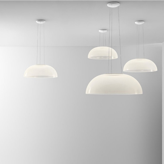 Demi stilnovo lampadario moderno bianco led 18w 3000k dimmerabile per soggiorno