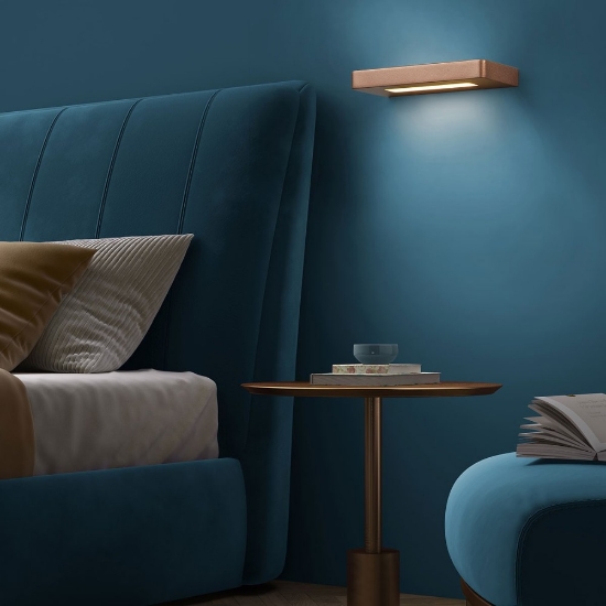 Applique moderna oro rosato 18 cm led biemissione 20w cct 3000k 4000k
