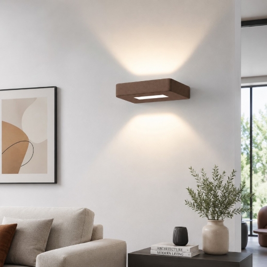 Applique moderna led 20w cct 3000k 4000k ruggine biemissione per interno