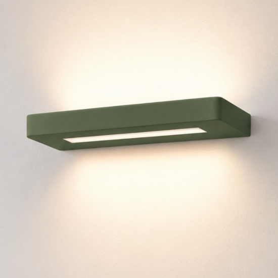 Applique led 28w cct 3000k 4000k moderna verde salvia biemissione 30 cm