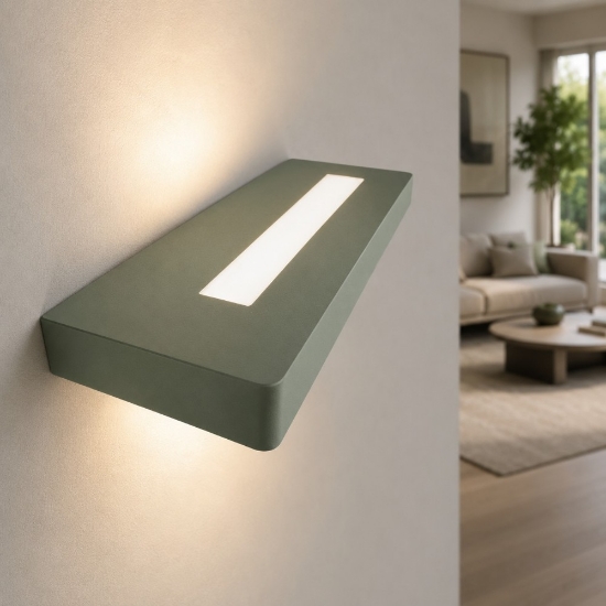 Applique led 28w cct 3000k 4000k moderna verde salvia biemissione 30 cm