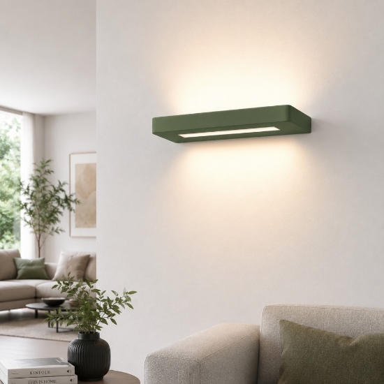 Applique led 28w cct 3000k 4000k moderna verde salvia biemissione 30 cm