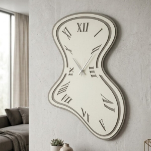 Orologio moderno per parete cucina fango e avorio 48x70 cm
