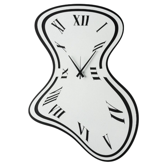 Orologio da muro design ondulato nero e bianco marmo 48x70 cm