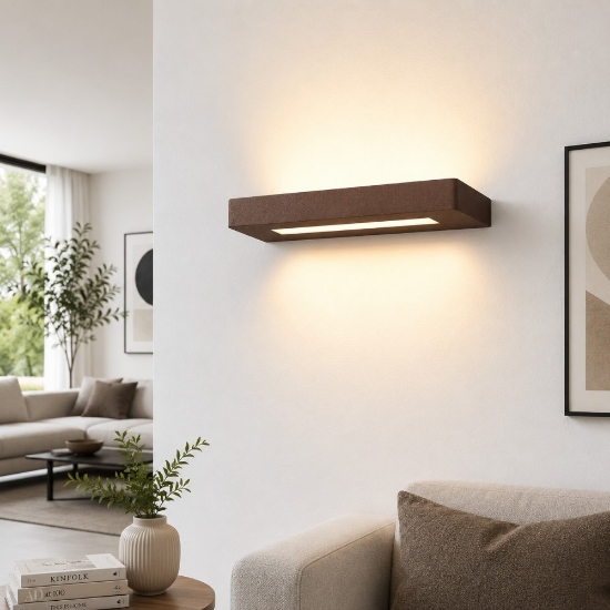 Applique led 28w cct 3000k 4000k 30 cm design moderna da parete ruggine