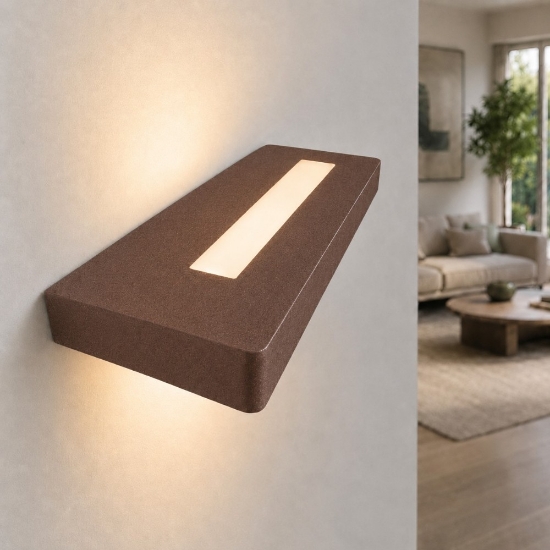 Applique led 28w cct 3000k 4000k 30 cm design moderna da parete ruggine
