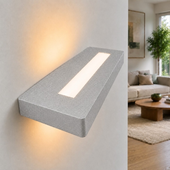 Applique led 28w cct 3000k 4000k 30 cm moderna grigio perla luce biemissione