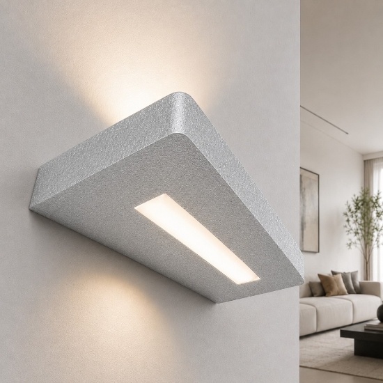 Applique led 28w cct 3000k 4000k 30 cm moderna grigio perla luce biemissione
