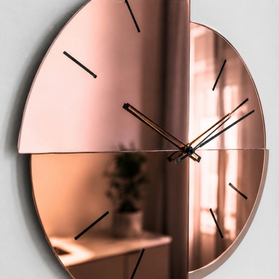 Orologio rotondo da parete moderno effetto specchio rame 65x70 cm