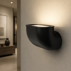 Applique design nera satinato dimmerabile led 26w 3000k stilnovo gomito