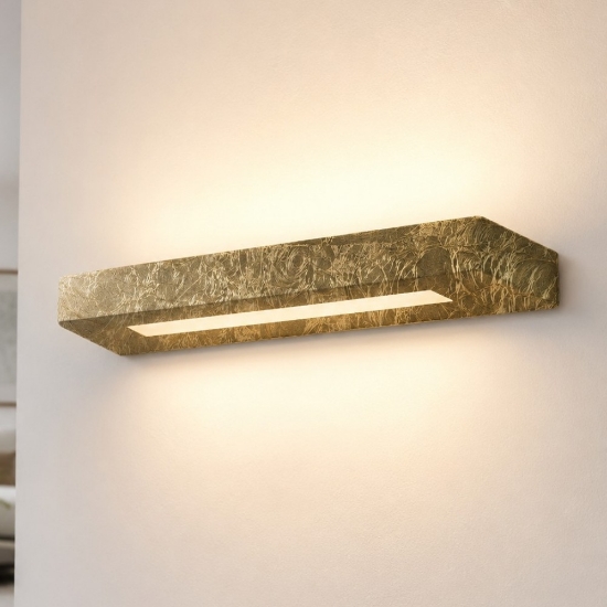 Applique led 28w cct 3000k 4000k moderna da parete decoro foglia oro luce biemissione