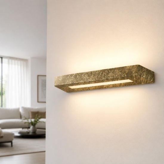 Applique led 28w cct 3000k 4000k moderna da parete decoro foglia oro luce biemissione
