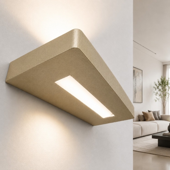 Applique led 28w cct 3000k 4000k moderna oro opaco biemissione 30 cm
