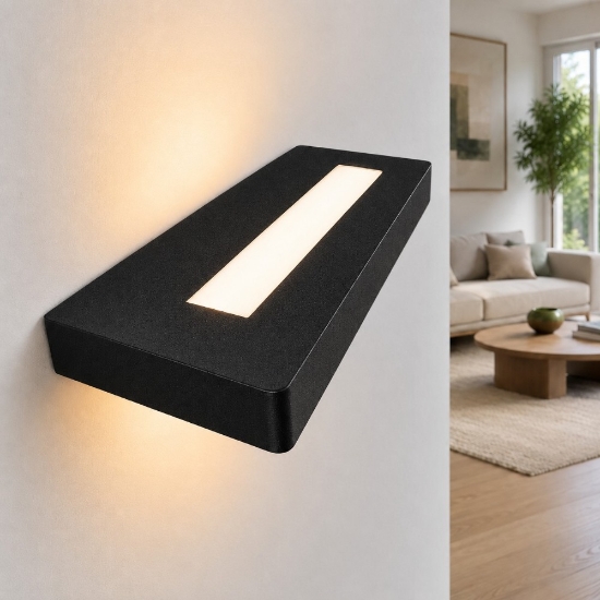 Applique led 28w cct 3000k 4000k design moderna nera luce biemissione