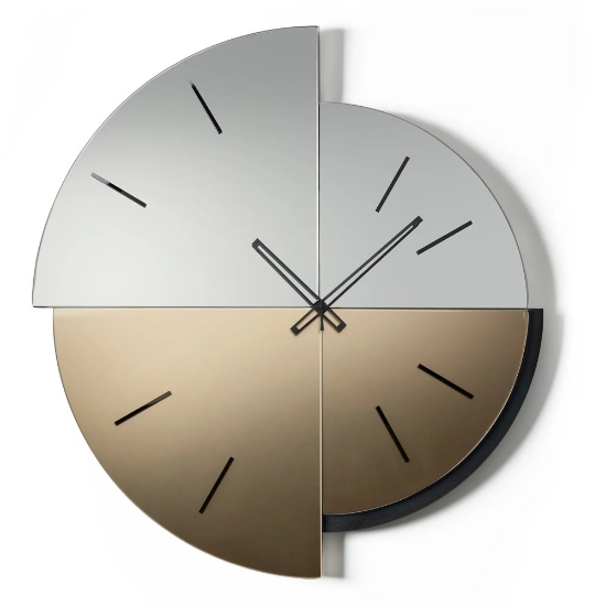 Orologio moderno a parete effetto specchio fume e bronzo per soggiono 60x75 cm