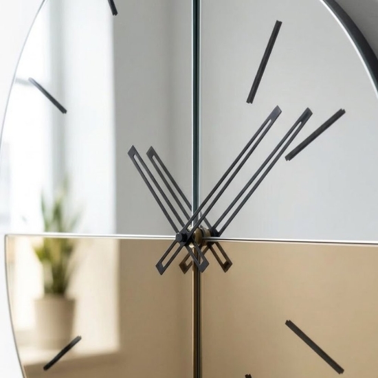 Orologio moderno a parete effetto specchio fume e bronzo per soggiono 60x75 cm