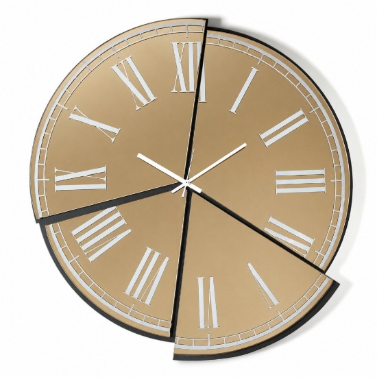 Orologio moderno a parete effetto specchio ottone 70cm