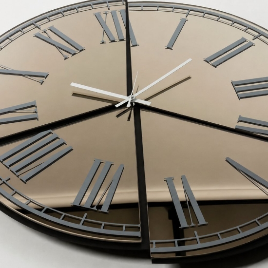 Orologio moderno a parete effetto specchio ottone 70cm