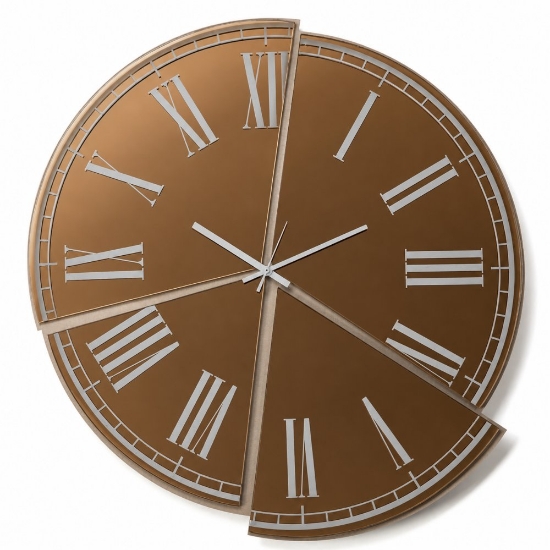 Orologio da parete moderno rotondo effetto specchio bronzo 70cm