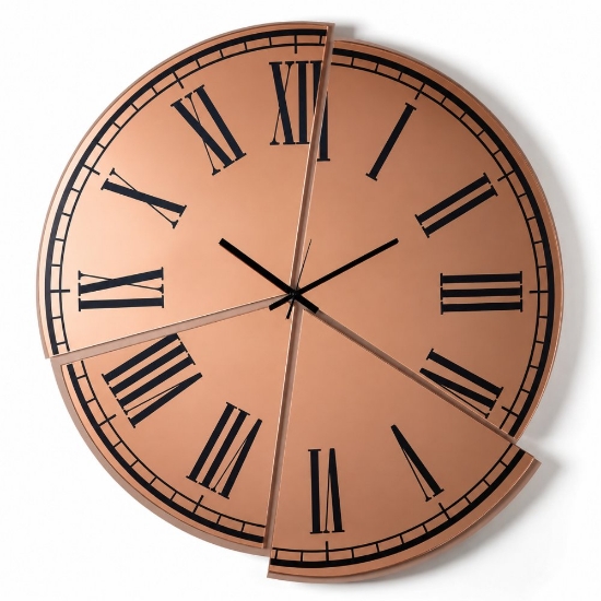 Orologio rotondo a parete design moderno effetto specchio rame 70cm