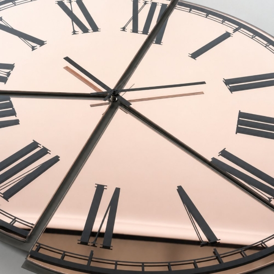 Orologio rotondo a parete design moderno effetto specchio rame 70cm